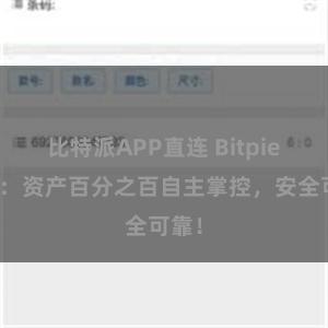 比特派APP直连 Bitpie钱包：资产百分之百自主掌控，安全可靠！