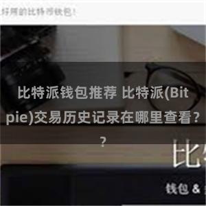 比特派钱包推荐 比特派(Bitpie)交易历史记录在哪里查看？